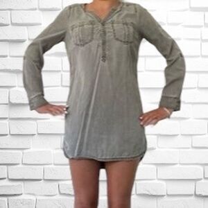 Express Women’s Size Small Roll Tab Long Sleeved Distressed Faded Mini Dress